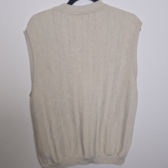 Vintage Eddie Bauer Sweater Vest Men’s Large Beige Cotton Button Front 90s - Picture 2 of 5
